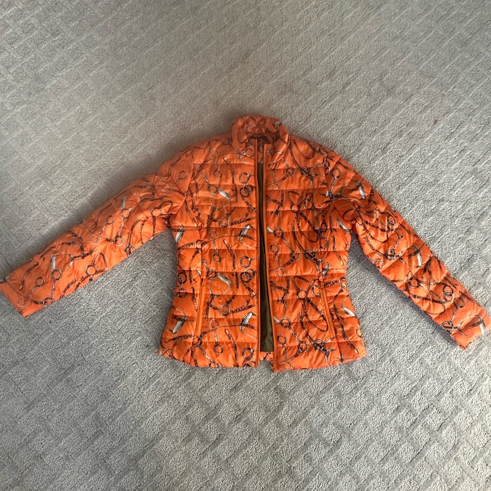 Orange Patterned Puffer Jacket - image 1